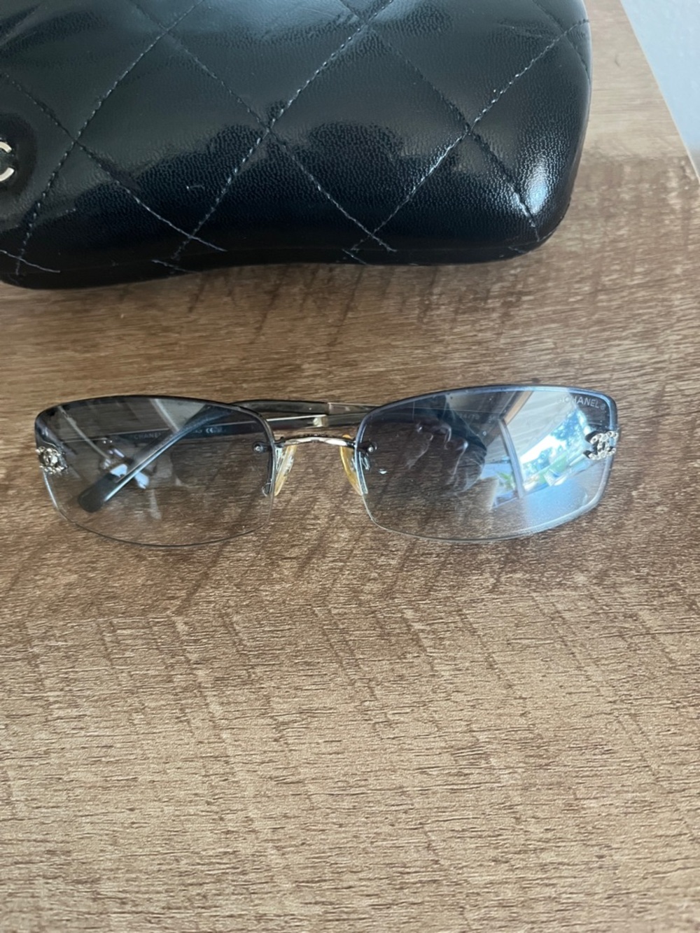 Vintage Chanel rimless sunglasses 4093-B 124/7B 56 16 130 blue silver case - Picture 2 of 13